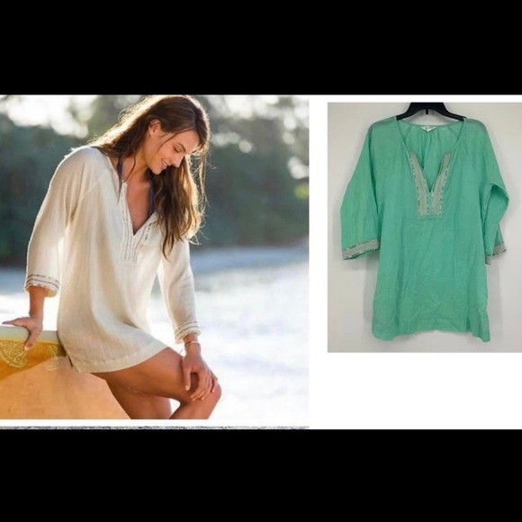 Athleta Mariana Beaded Sequin Cover Up Tunic Size S turquoise - Picture 1 of 7